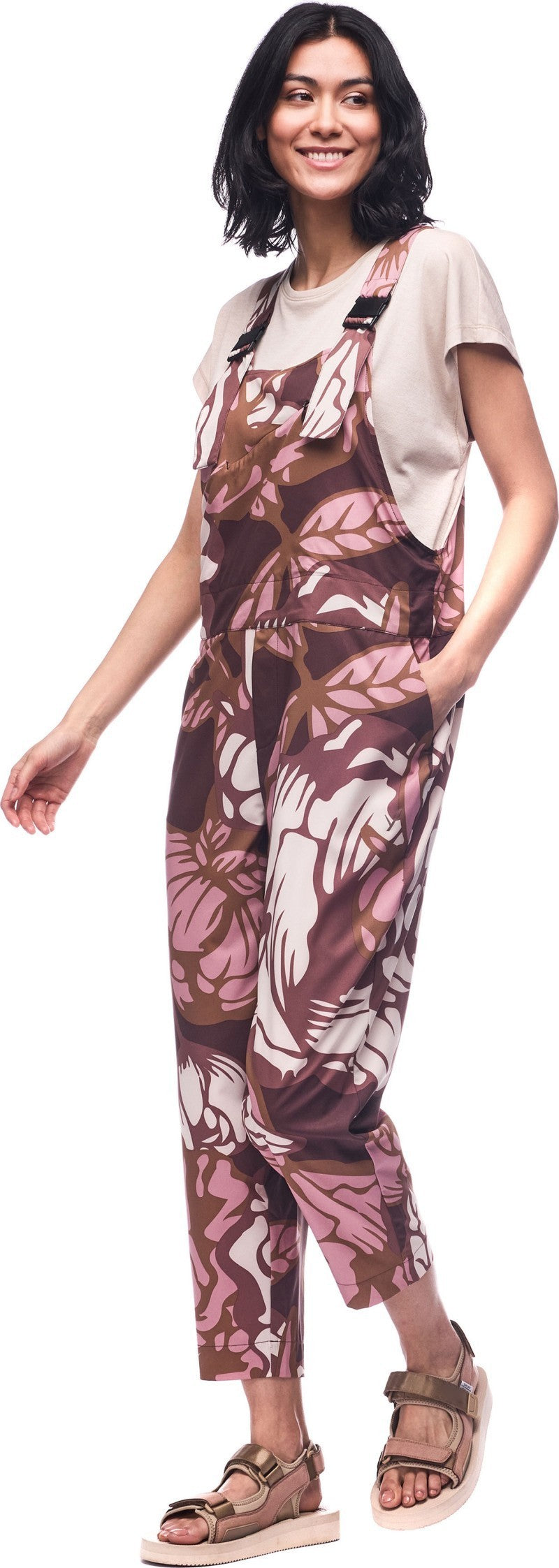 Arin Overalls - Womens - burgundy piwonia print 1