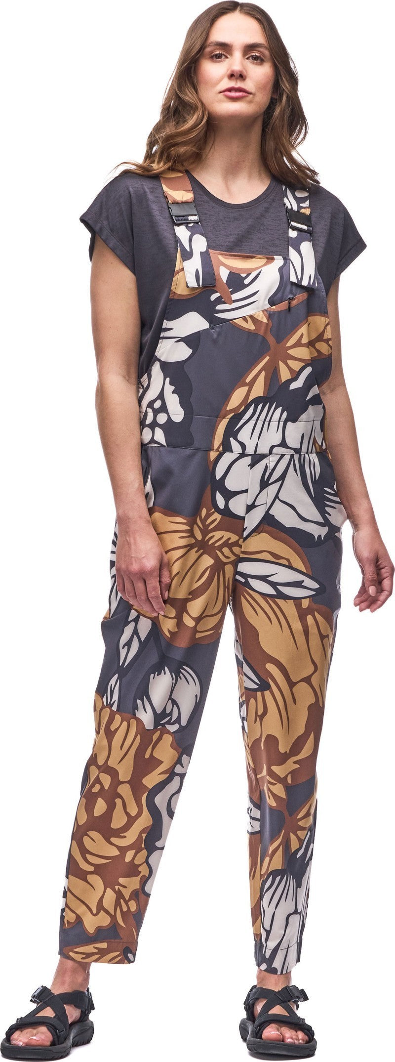 Arin Overalls - Womens - hematite piwonia print 1