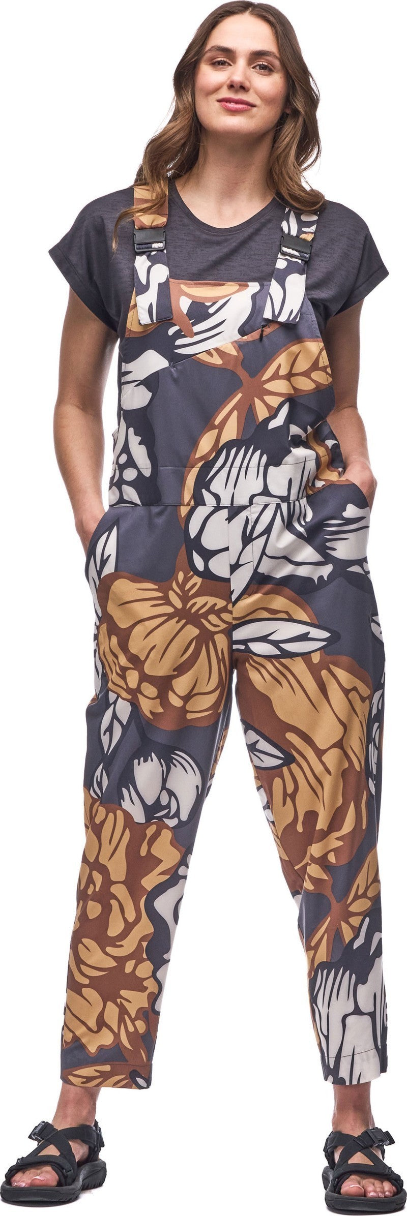 Arin Overalls - Womens - hematite piwonia print 1