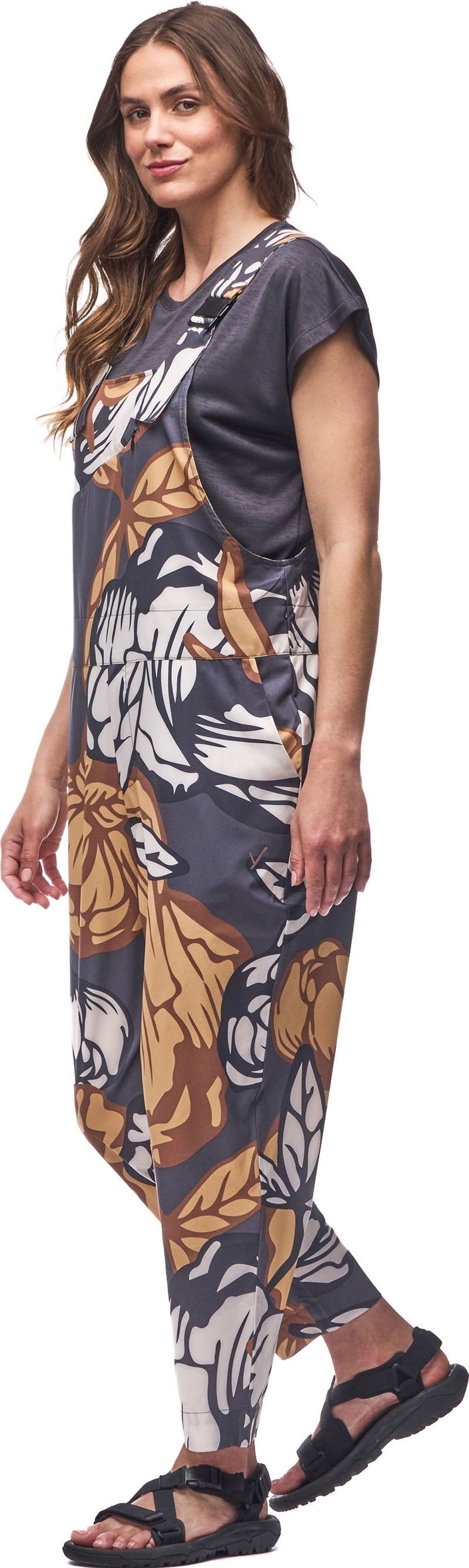Arin Overalls - Womens - hematite piwonia print 1
