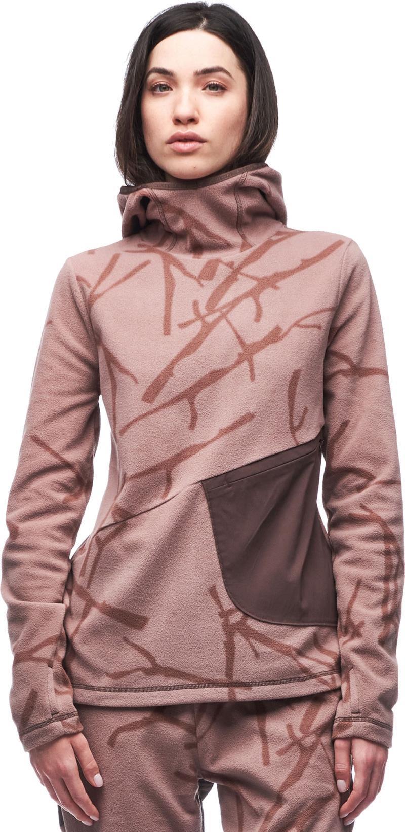Enak Fleece Hoodie - Womens - Sepia Rose Branch Print 1