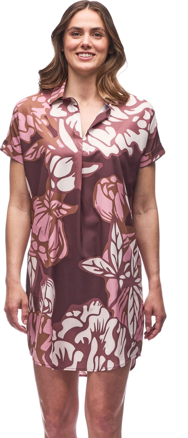 Frivol Dress - burgundy piwonia print 1