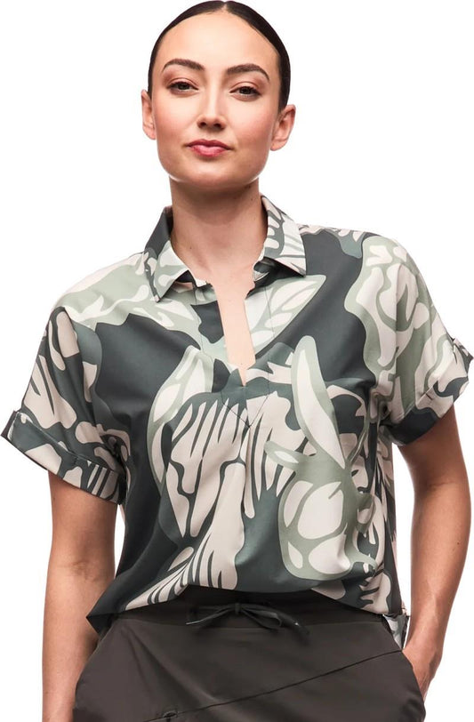 Frivol Shirt Top - Womens - nephrite piwonia print 1