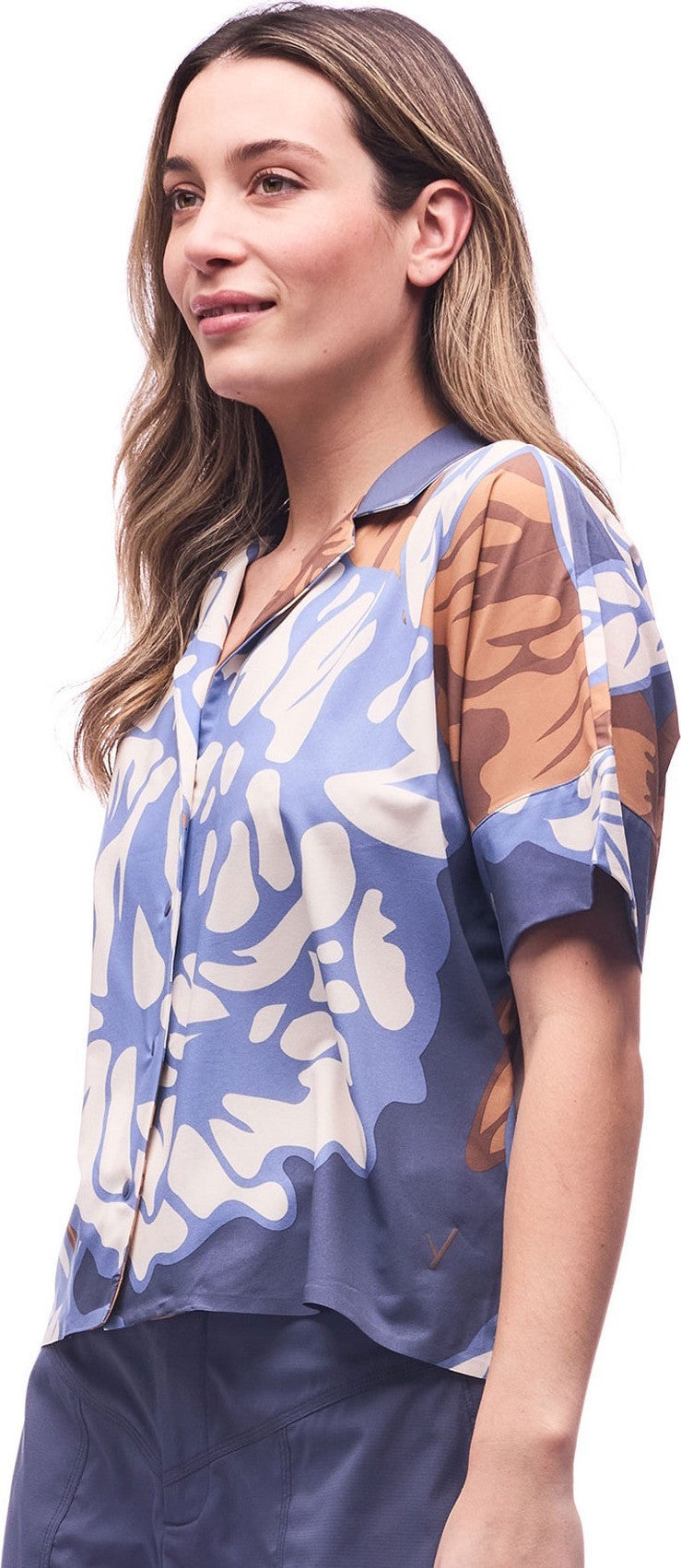 Havada SS Button Up - Womens - lagon piwonia print 1