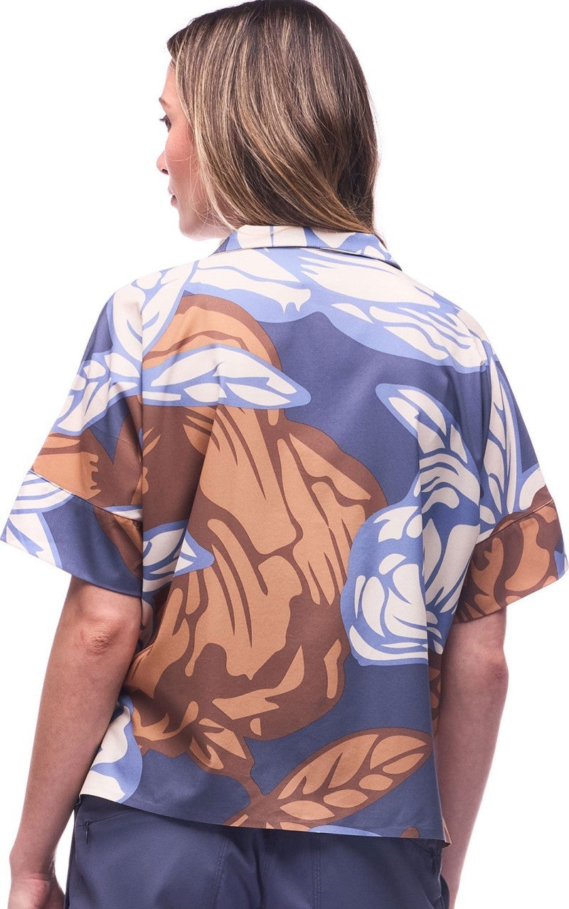 Havada SS Button Up - Womens - lagon piwonia print 1