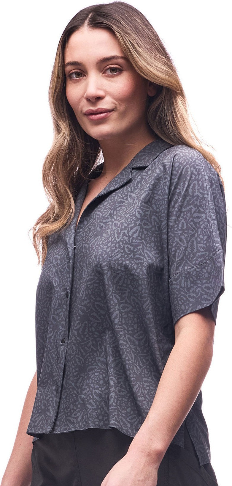 Havada SS Button Up - Womens - thyme foliage print 1