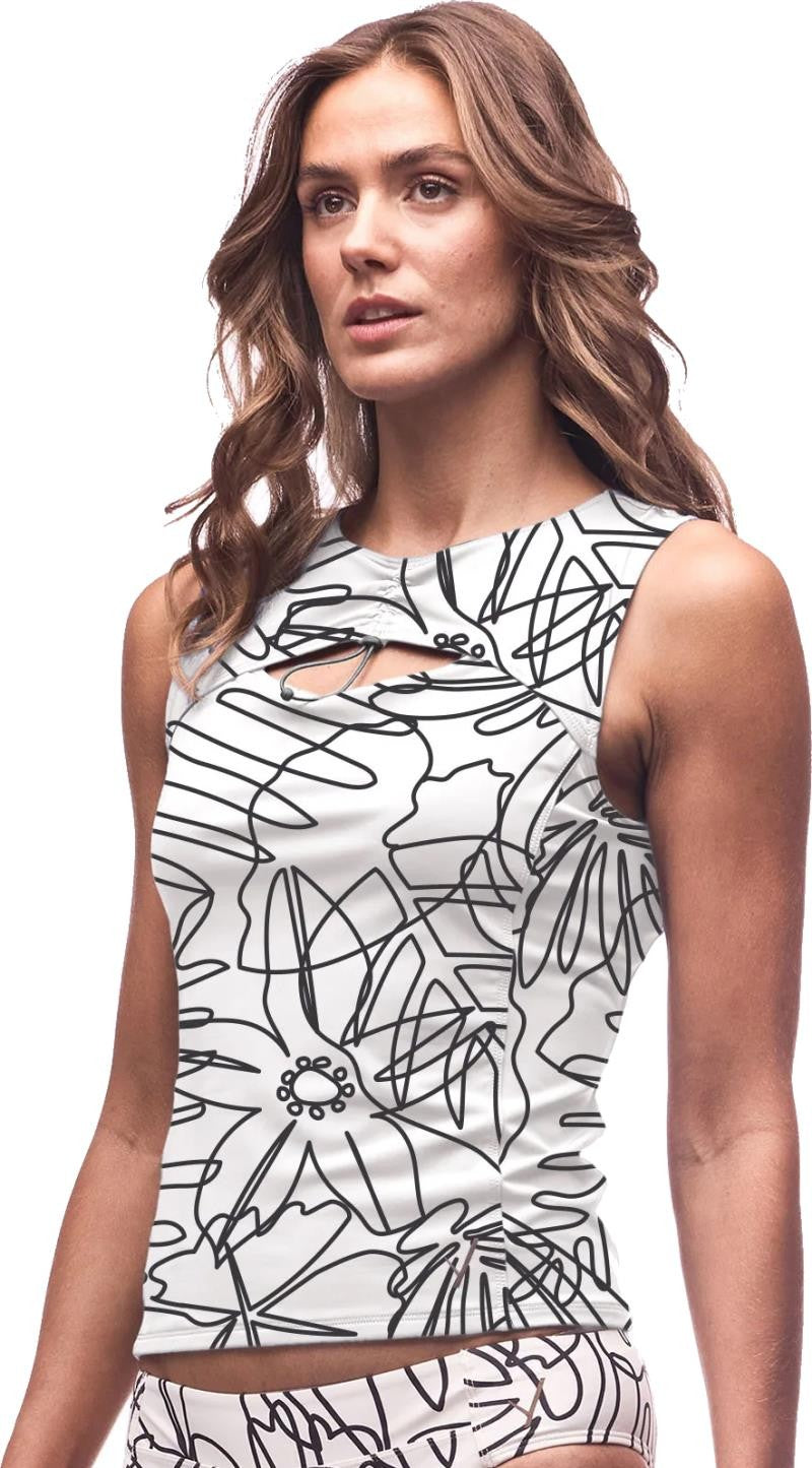 Joki Top - Womens - hematite botanical line print 1