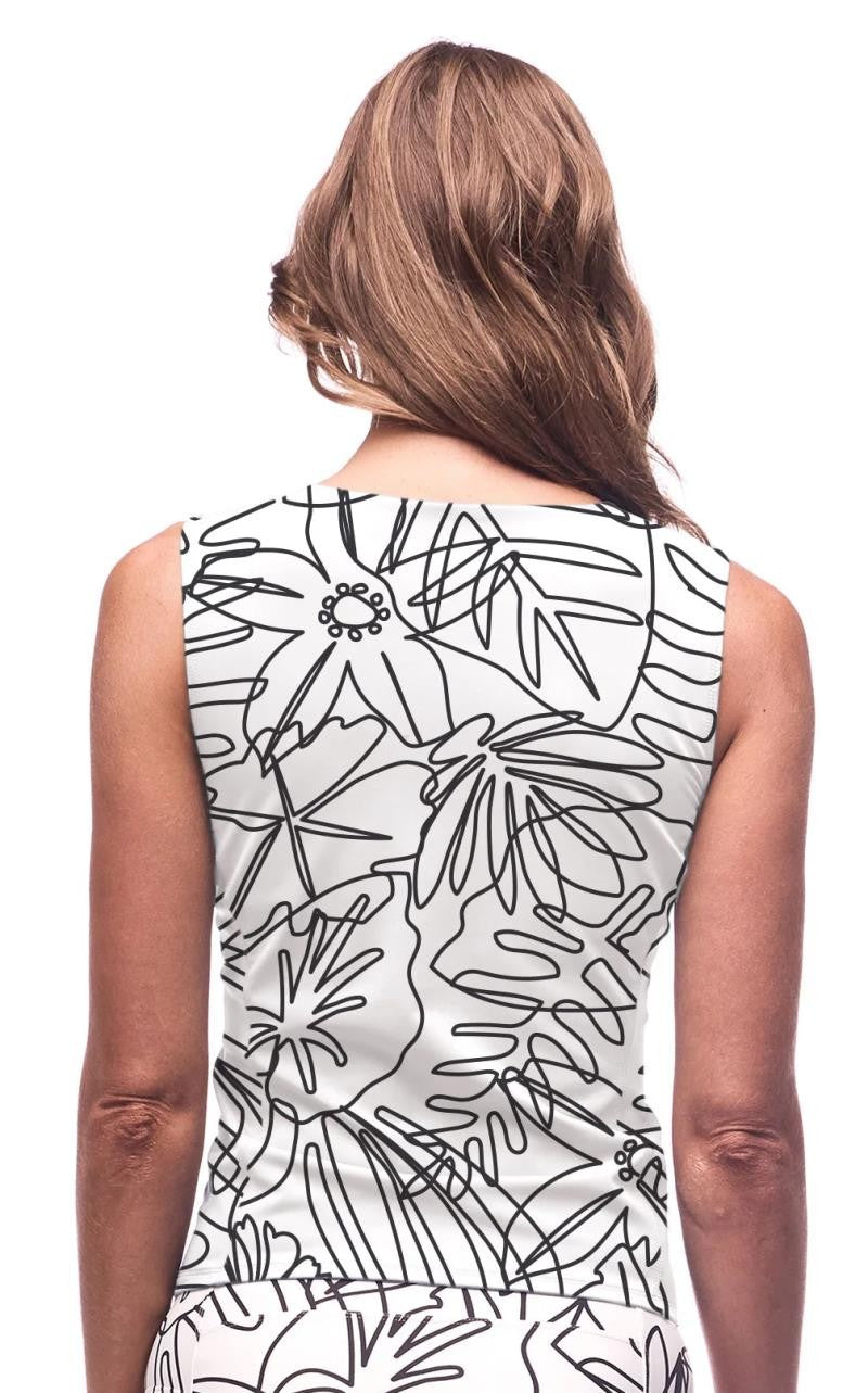 Joki Top - Womens - hematite botanical line print 1