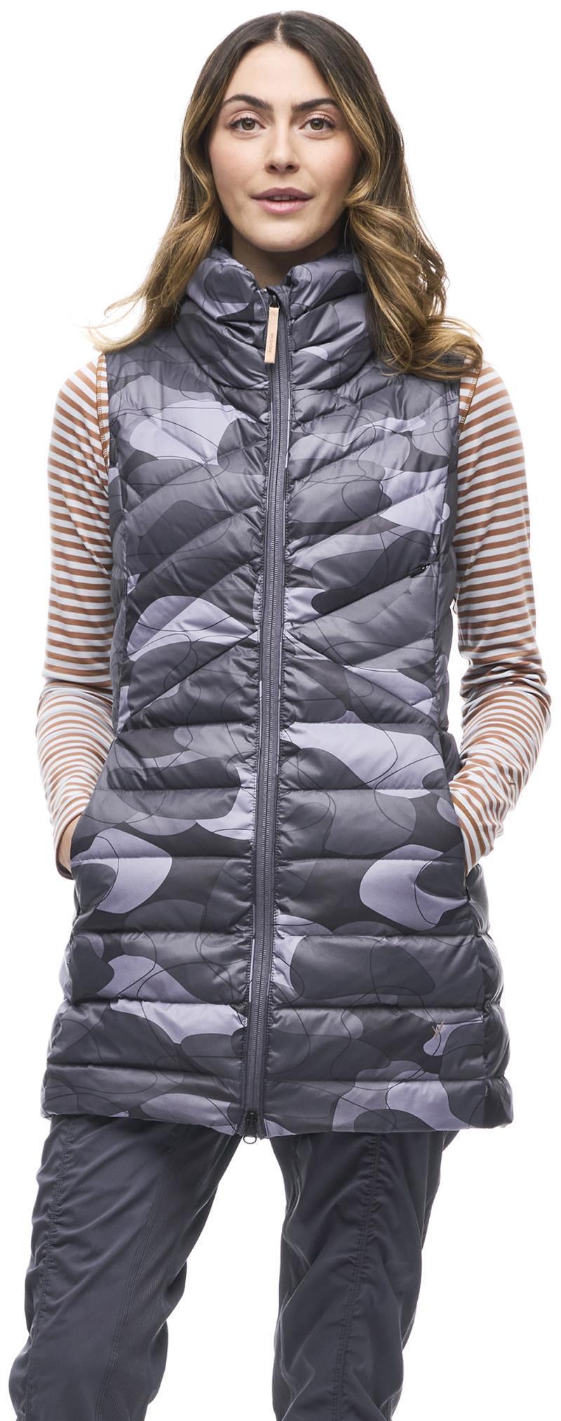 Kapa Long Vest Jacket - Womens - Anthracite Rocks Print 1