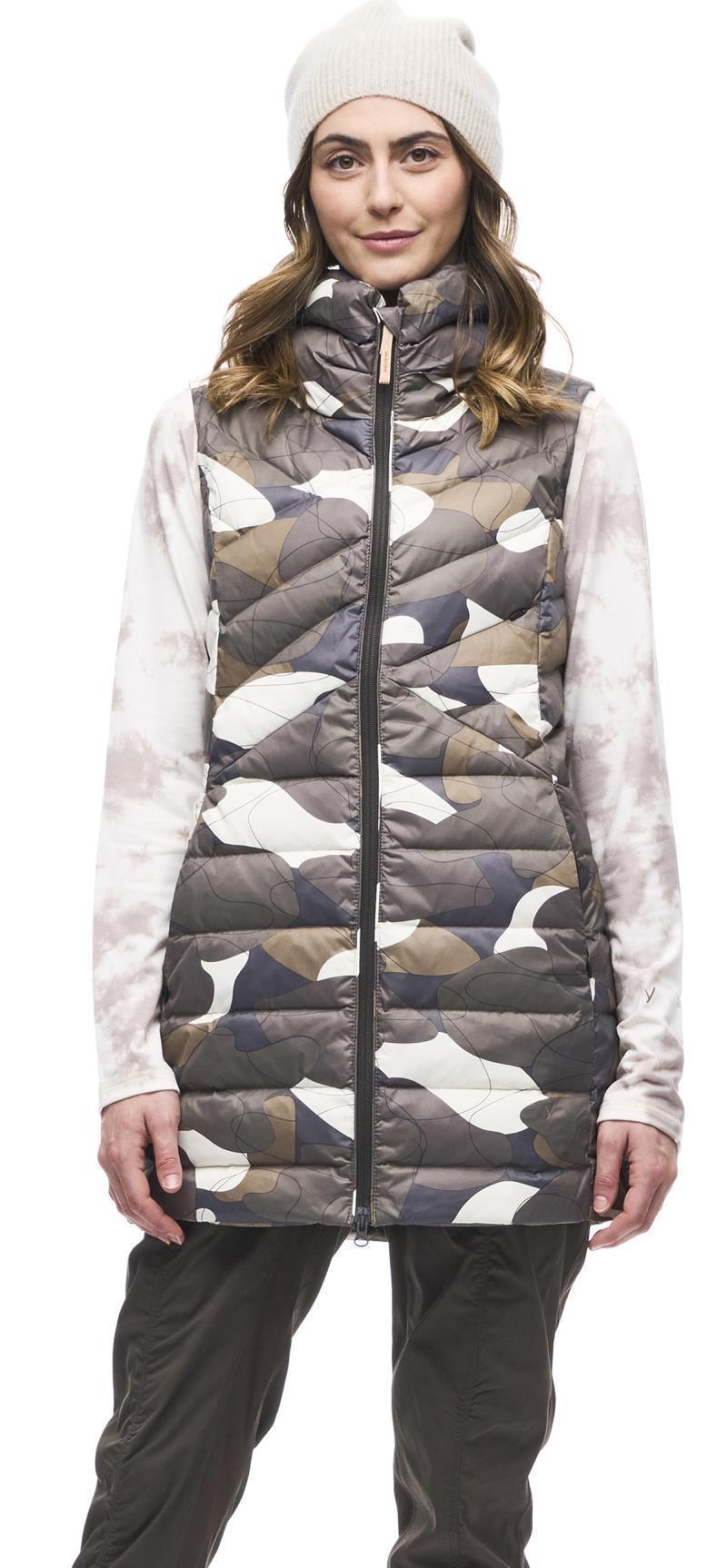 Kapa Long Vest Jacket - Womens - Wood Rocks Print 1