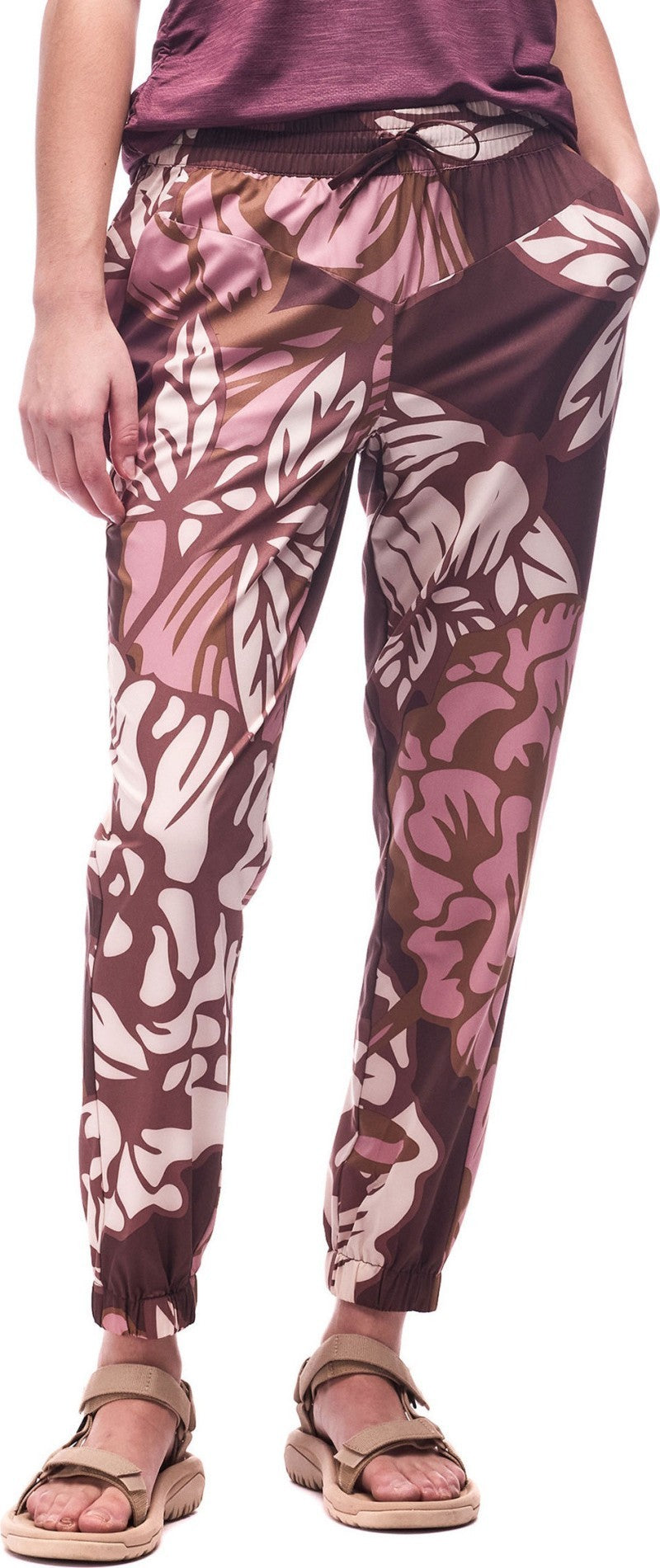 Lastik Pants - Womens - burgundy piwonia print 1