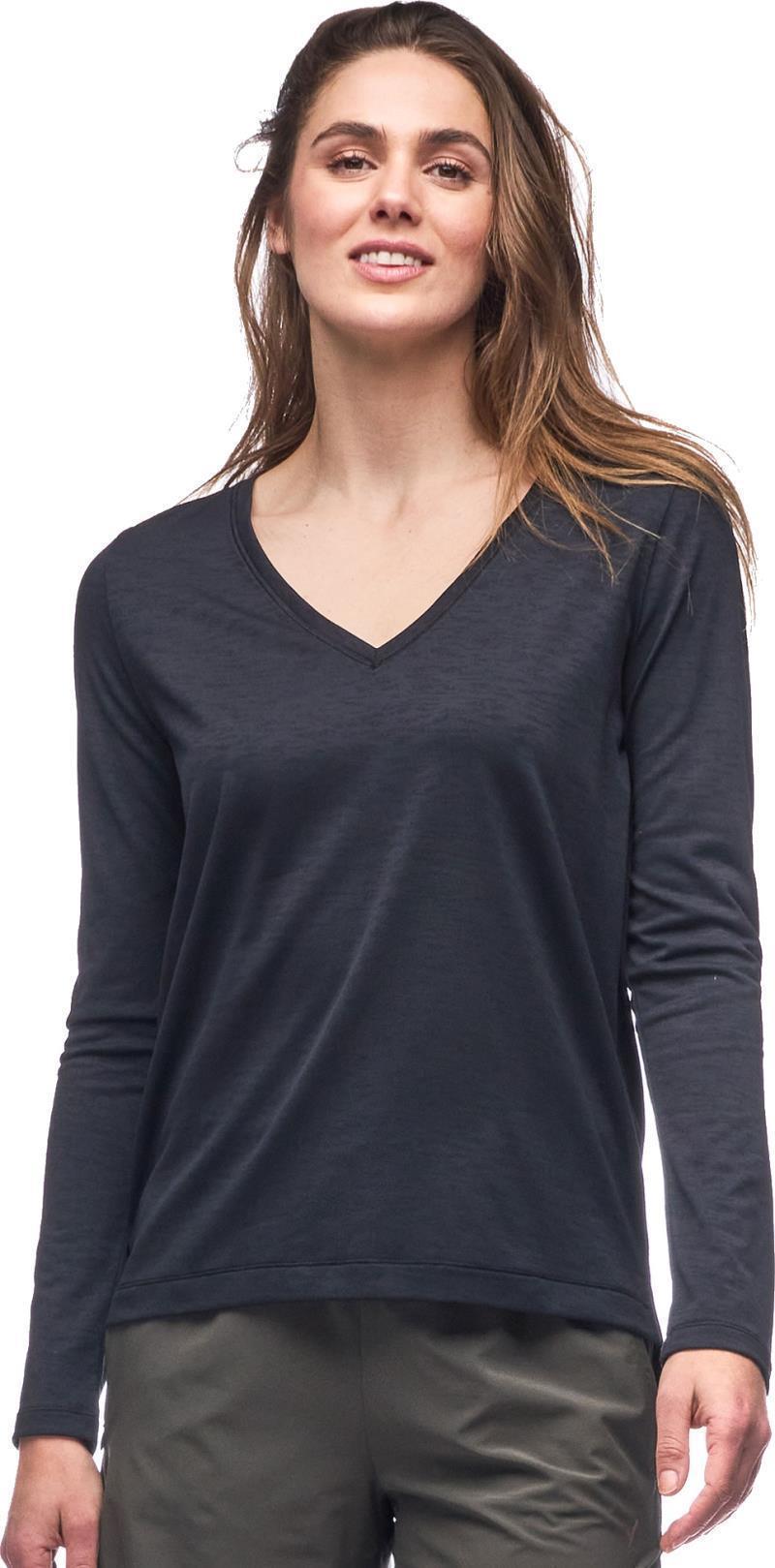 Luna LS V-Neck Shirt - Womens - Black 1
