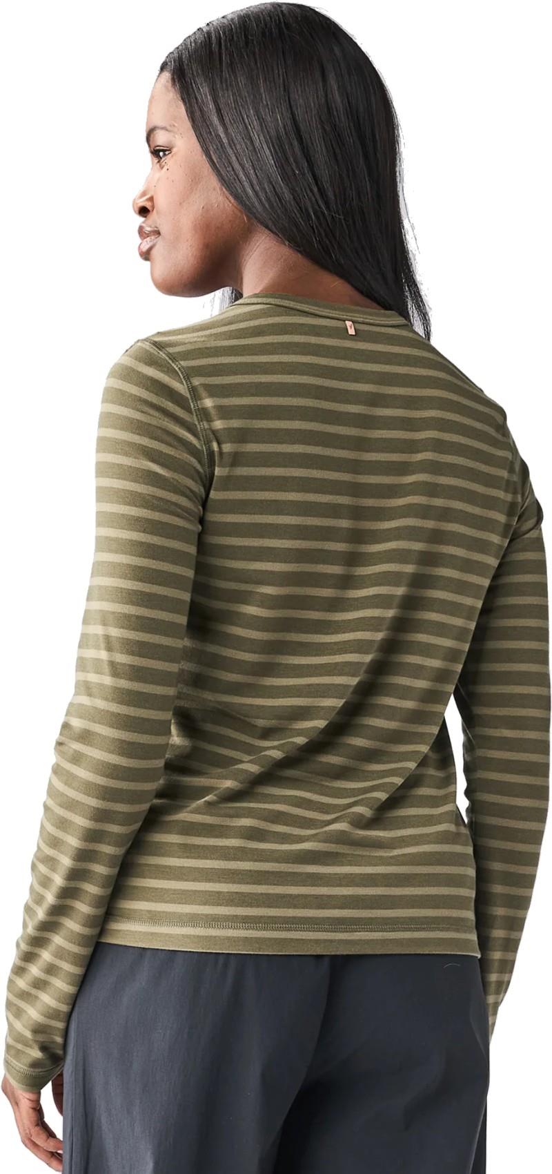 Novara III LS Crewneck - Womens - deep moss / verdale stripe 1