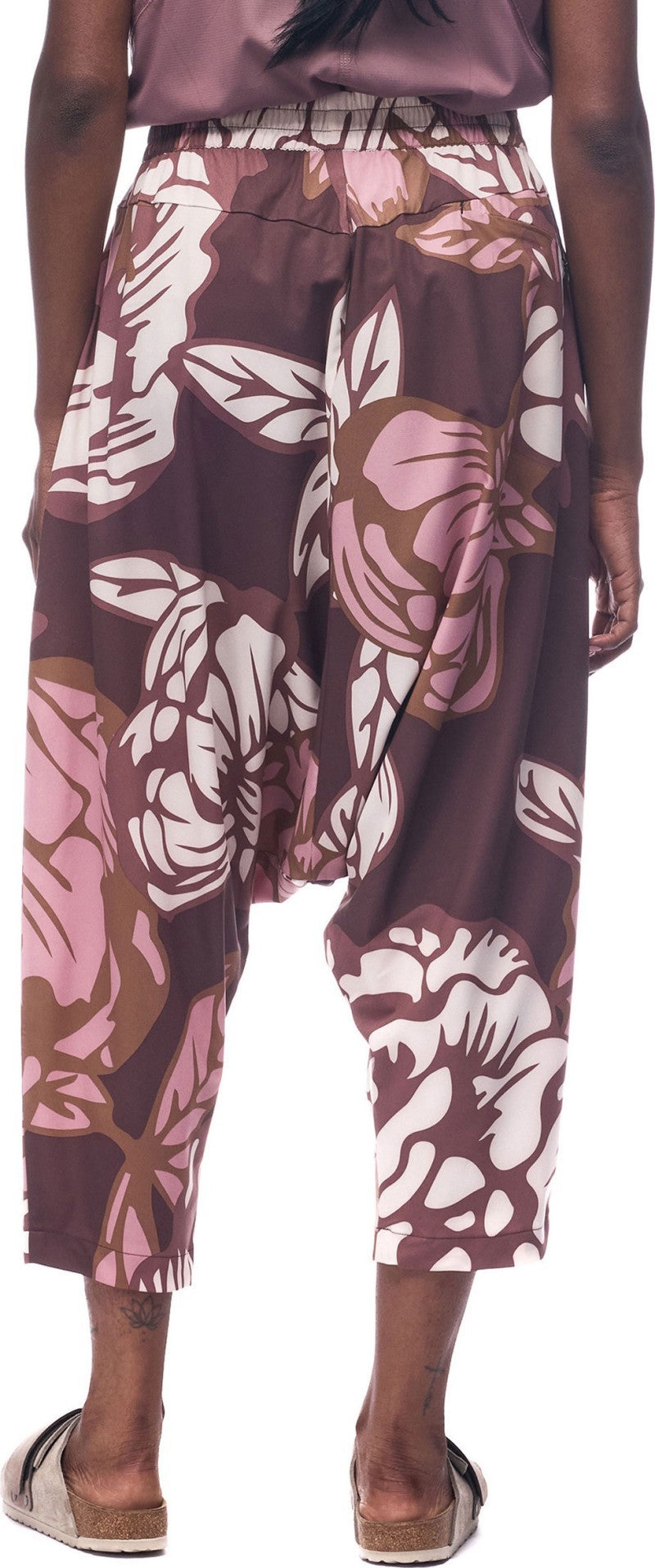 Seluar Harem Pants - Womens - burgundy piwonia print 1