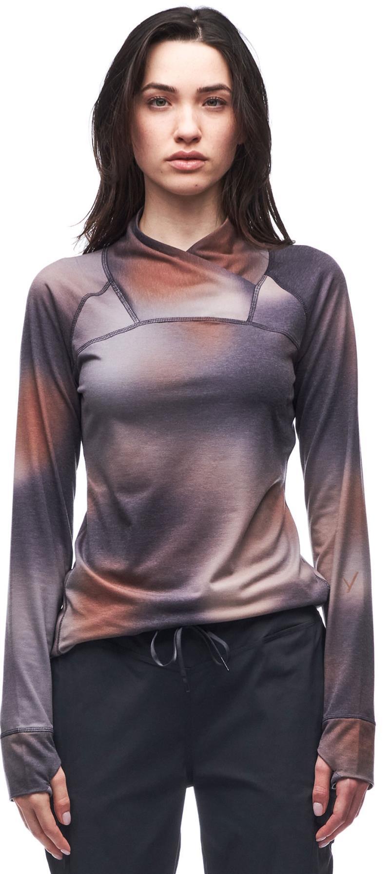 Strika II Cross Over Collar Top - Womens - cobalt aurora print 1