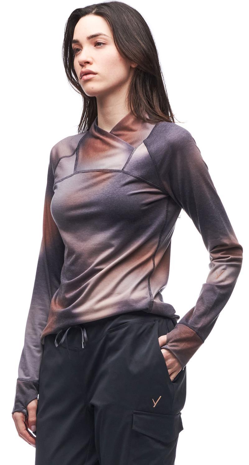 Strika II Cross Over Collar Top - Womens - cobalt aurora print 1