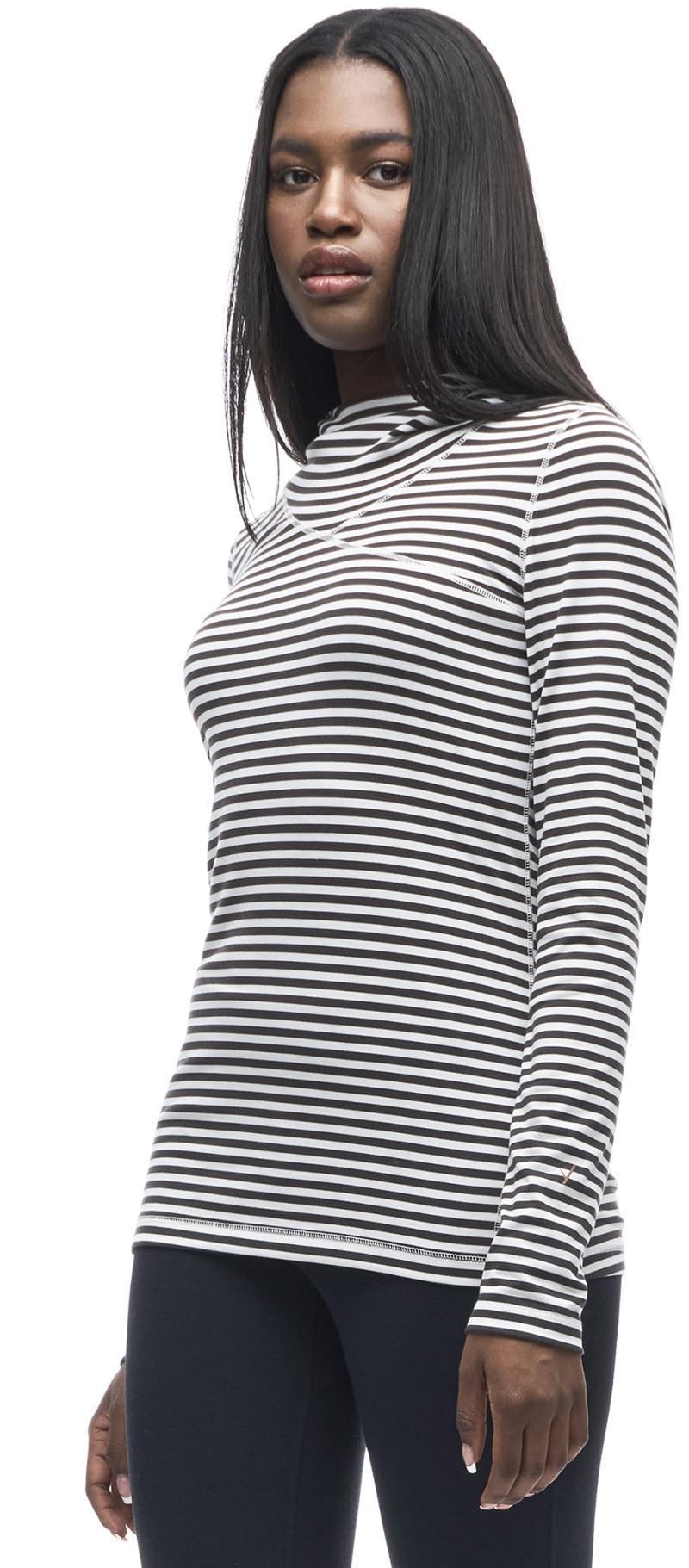 Tulum LS Hooded Shirt - Womens - Wood Blanc Stripe 1