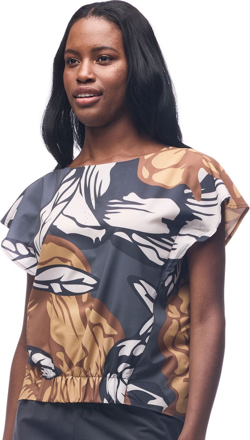 Udara Shirt - Womens - hematite piwonia print 1