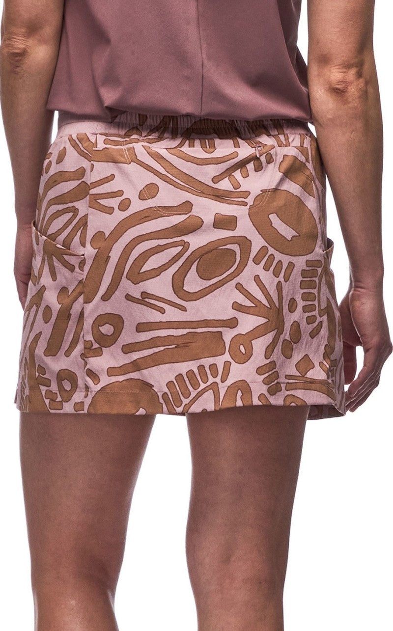Ulendo V Skort - Womens - pale rhodonite cyclone print 1