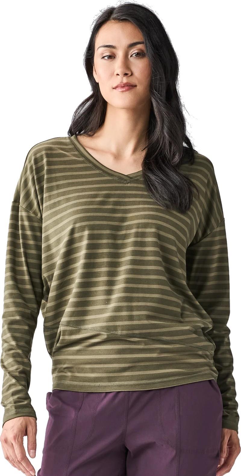 Veloz LS II - Womens - deep moss / verdale stripe 1