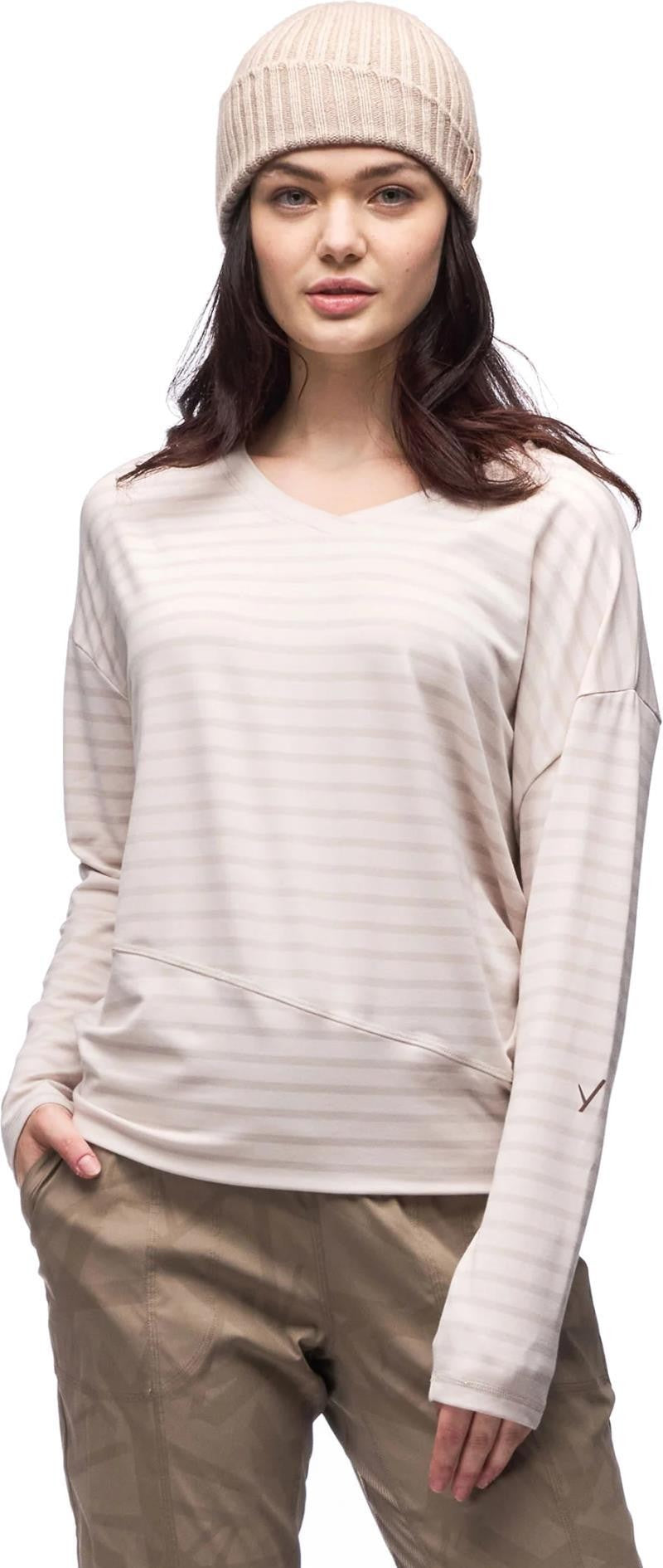 Veloz V-Neck Top - Womens - rain / shell stripe 1