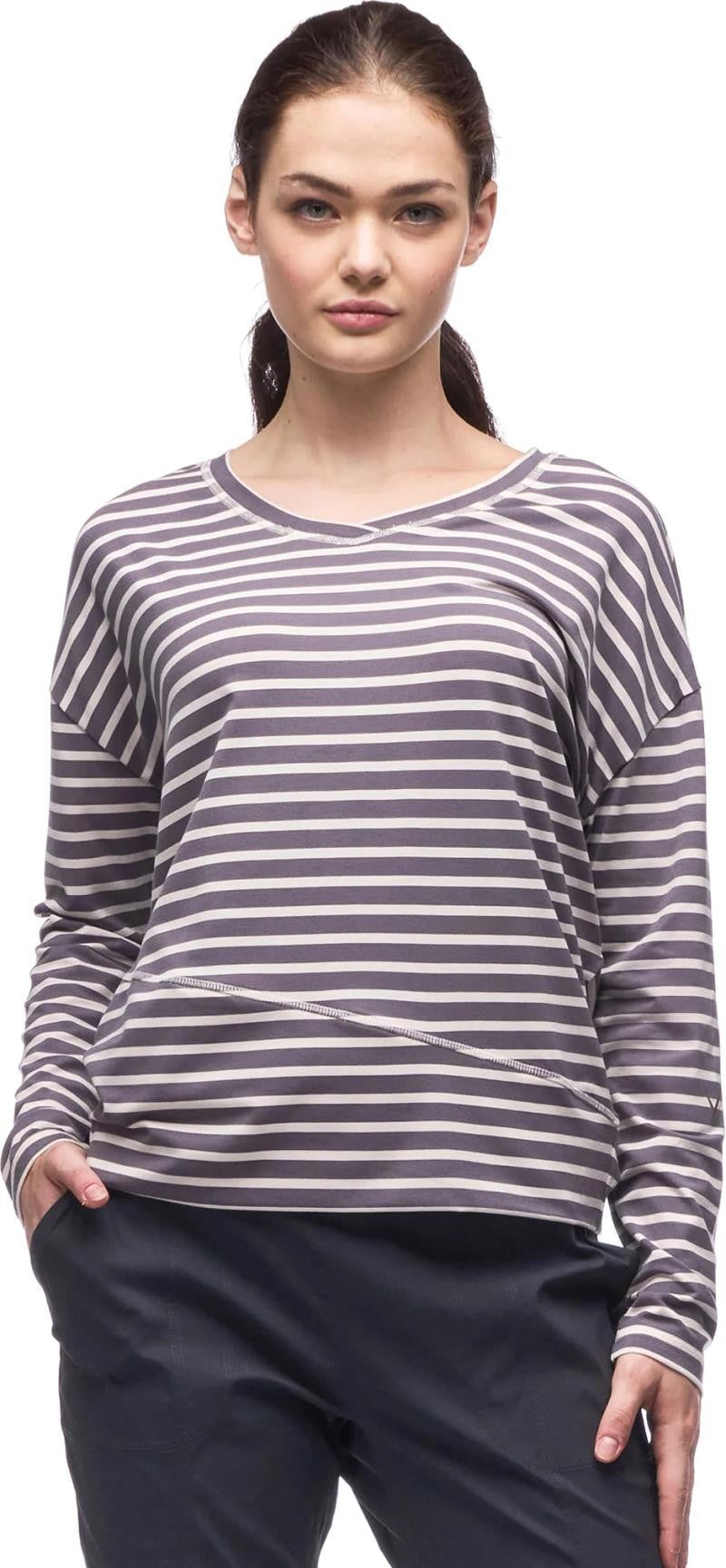 Veloz V-Neck Top - Womens - titanium / rain stripe 1