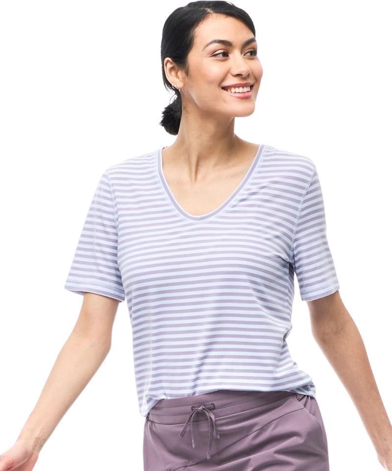 Voolama LT IV SS Shirt - Womens - Fresh Blue Dusty Plum Stripe 1