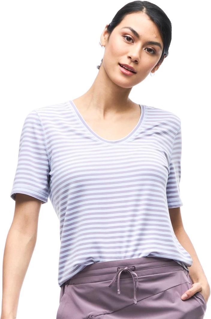 Voolama LT IV SS Shirt - Womens - Fresh Blue Dusty Plum Stripe 2