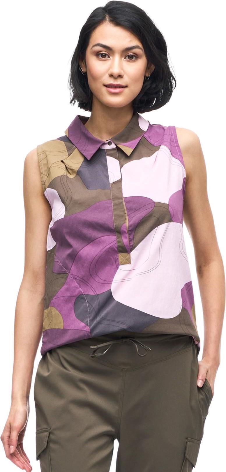 Zufara II Sleeveless Button Up - Womens - Pebble Topo Print 1