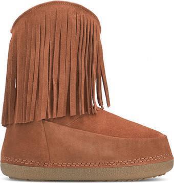 Cowboy Fringes Wedge Boots - Womens - Brown 1