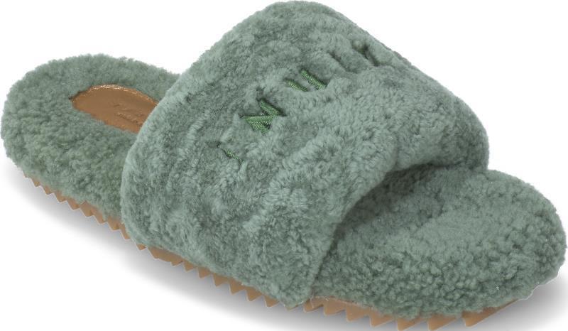 Cozy Curly Slippers - Womens - green 1