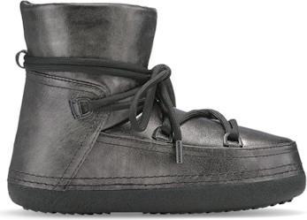 Full Leather Metallic Wedge Boots - Womens - Black 1