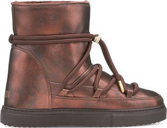 Full Leather Metallic Wedge Sneakers - Womens - Bronze 1