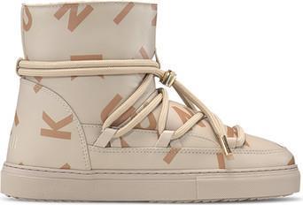 Full Leather Print Sneakers - Womens - Beige 1