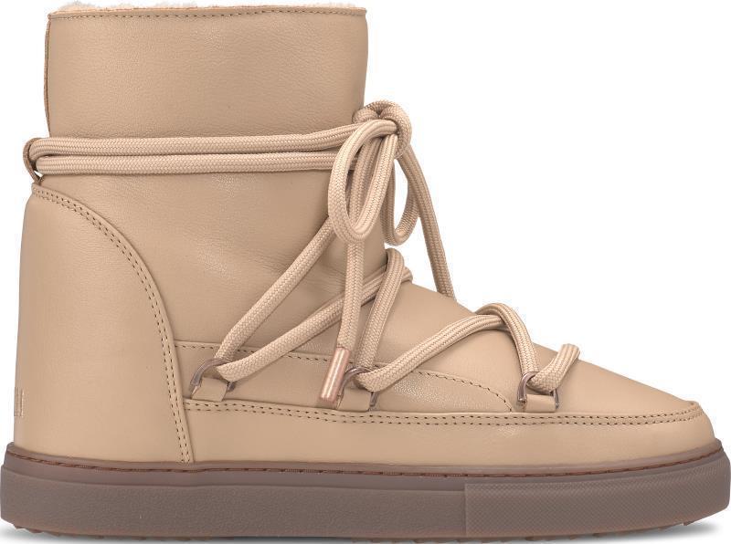 Full Leather Wedge Sneakers - Womens - Beige 1