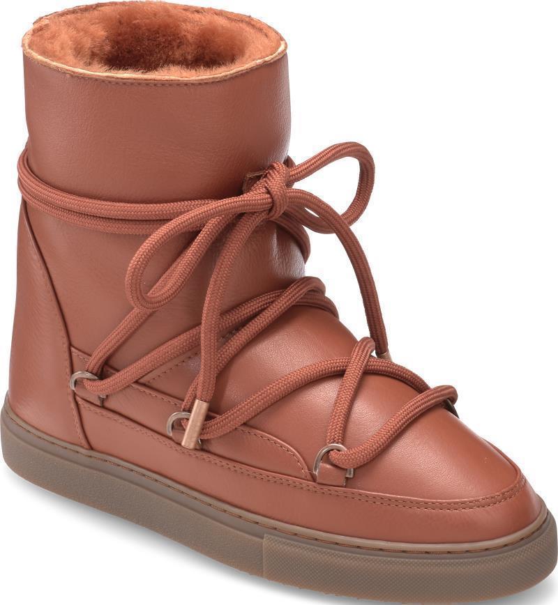 Full Leather Wedge Sneakers - Womens - Brick 2