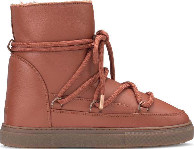 Full Leather Wedge Sneakers - Womens - Brick 1