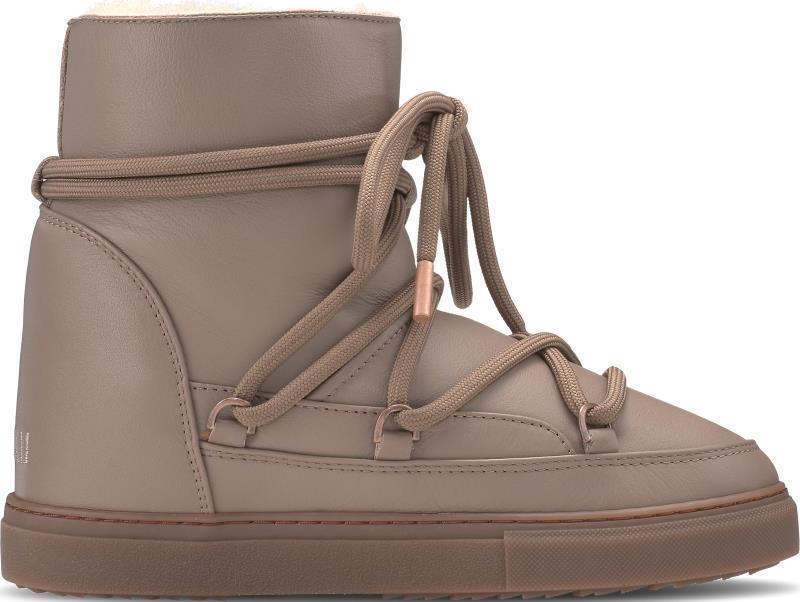 Full Leather Wedge Sneakers - Womens - Taupe 1