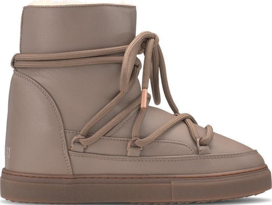 Full Leather Wedge Sneakers - Womens - Taupe 1