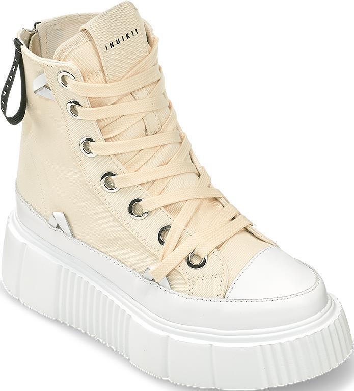 Matilda Canvas High Sneakers - Womens - Beige 1