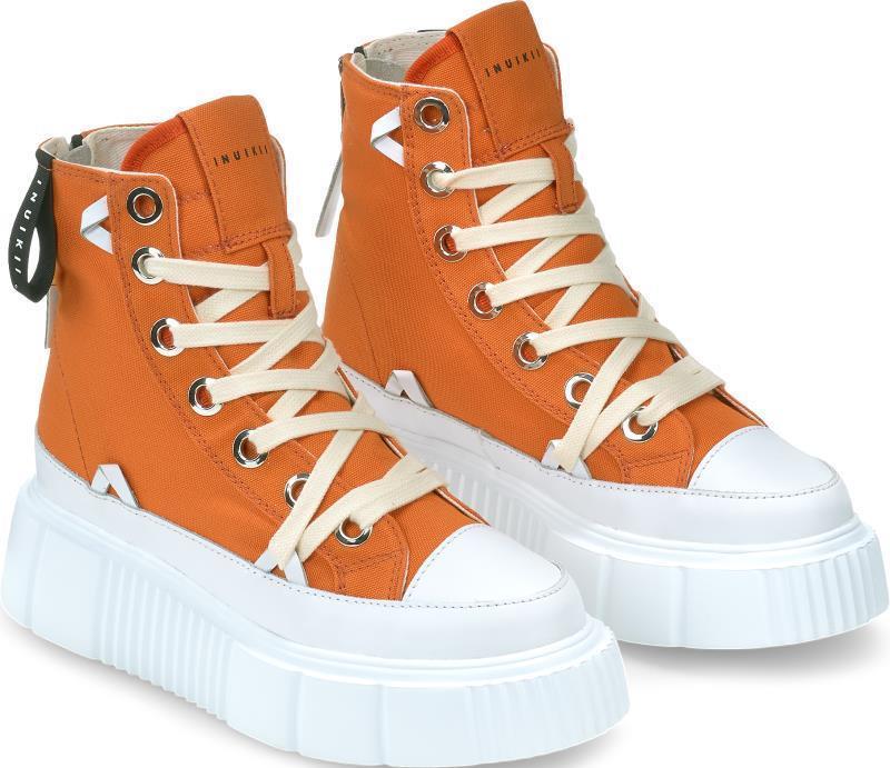 Matilda Canvas High Sneakers - Womens - Orange 1