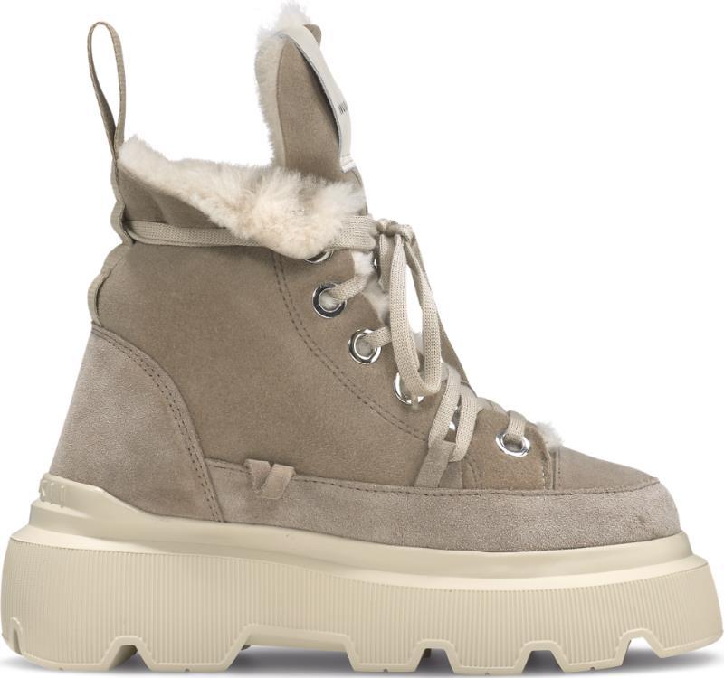Matilda Shearling High Sneakers - Womens - beige 1