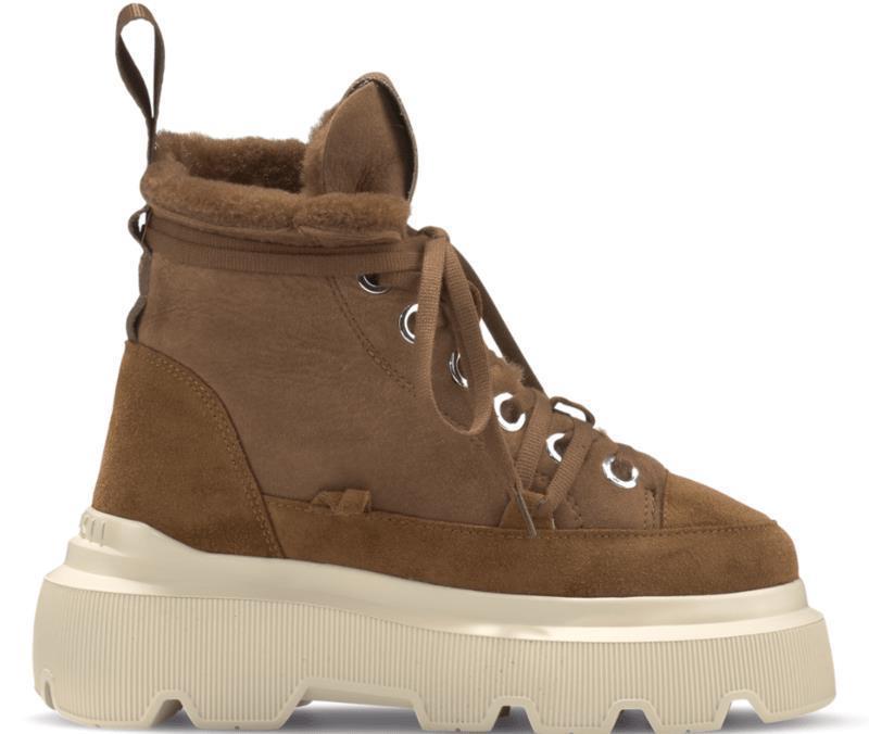 Matilda Shearling High Sneakers - Womens - brown 1