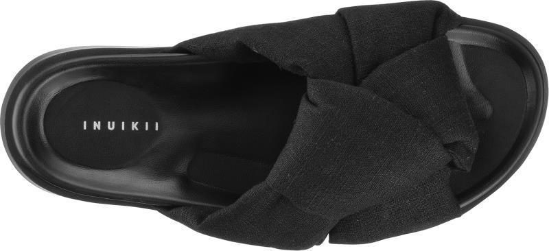 Oversized Linen Knot Sandals - Womens - Black 2