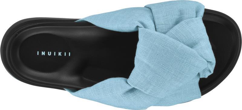 Oversized Linen Knot Sandals - Womens - Blue 1