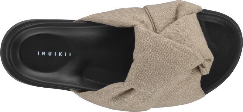 Oversized Linen Knot Sandals - Womens - Taupe 1