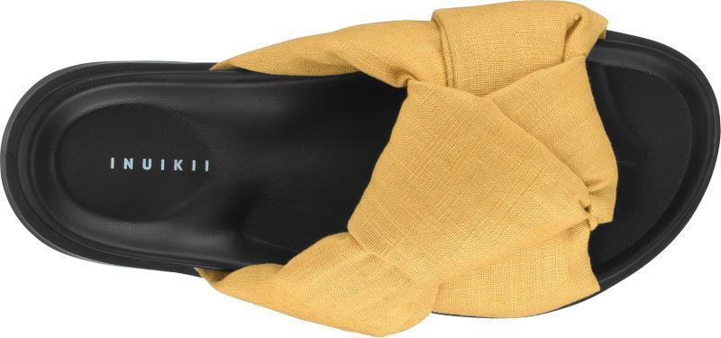 Oversized Linen Knot Sandals - Womens - Yellow 1