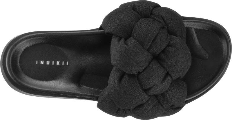 Oversized Lino Braid Sandals - Womens - black 1
