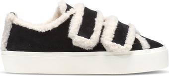 Shearling Low Velcro Sneakers - Womens - Black 1