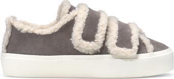Shearling Low Velcro Sneakers - Womens - Grey 1